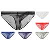 Men Briefs Mesh Elephant Nose Close Fit Mid Waist Transparent See Through Stretchy Panties for Honeymoon