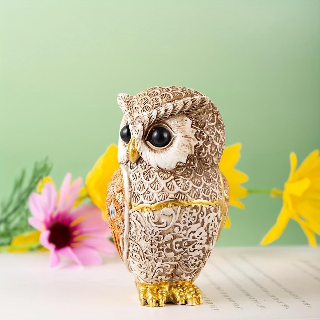 Vintage resin owl statue, home desktop decoration, office craft sculpture, decorative owl sculpture