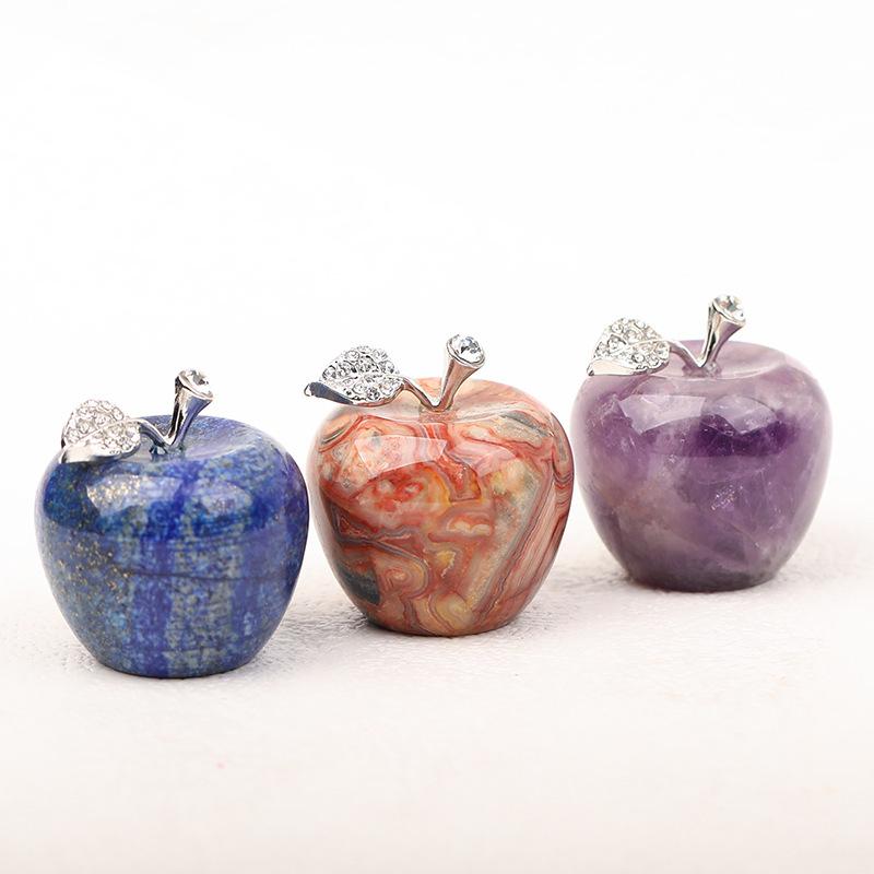 1 Pcs Natural Stone Crystal Apple Ornament, Jade Crystal Mini Handbag Ornament, Home Living Room Decoration, Christmas Eve Birthday Gift