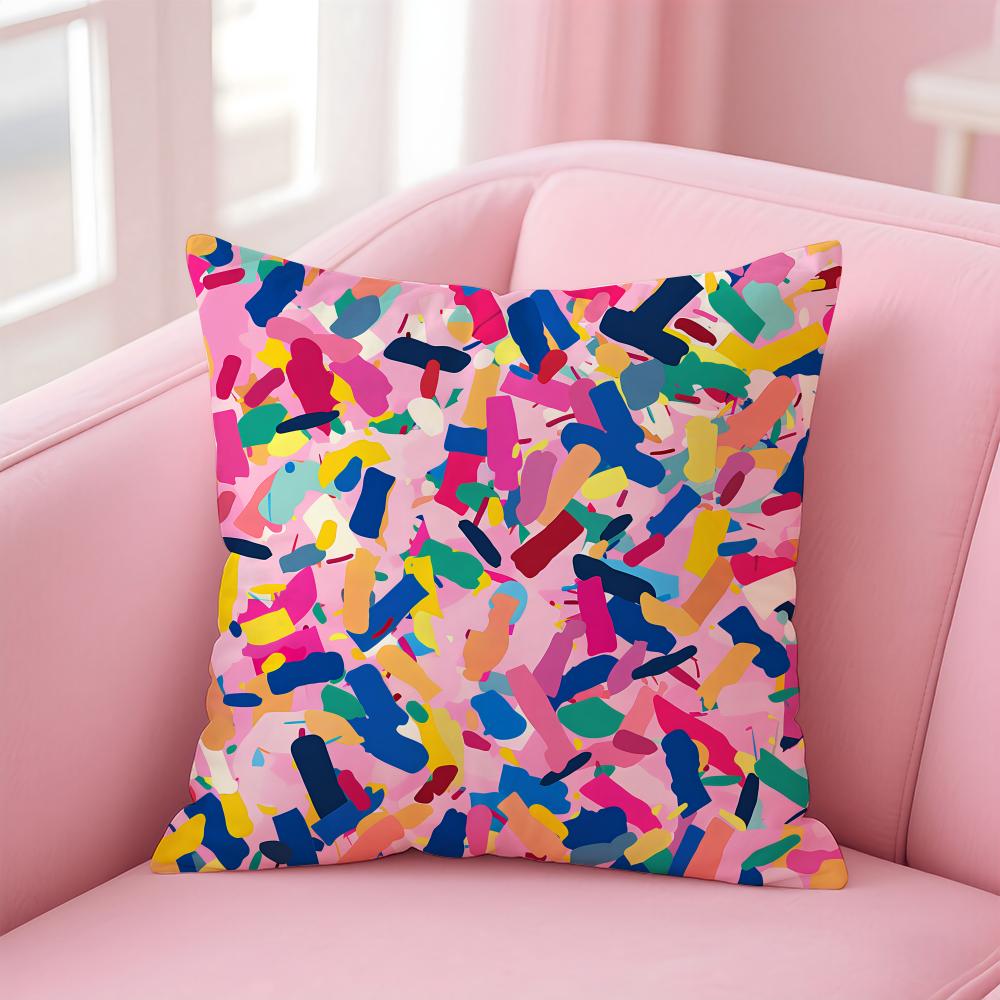 Abstract Colorful Pattern Cushion Cover Premium Comfort Reversible Pillow Cove -Two In One Design for Any Room & Car Interior