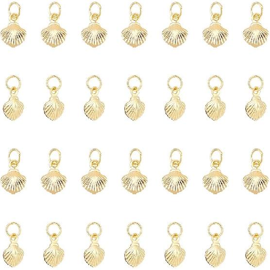 UNICRAFTALE Шармы-ракушки Латунные шармы Покрытие золотом 18 карат Океаническая подвеска Шармы с морскими животными Летние металлические шармы Шармы-морские ракушки для DIY ожерелья браслета Shell