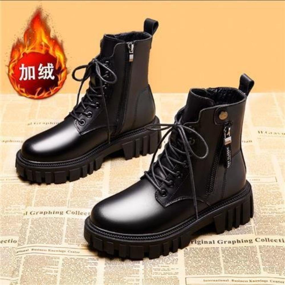 2025New Boots Ladies Lace-Up Shoes for Women Warm Platform Zipper Ankle Boots Soft Women Shoes Winter Boots Fashion Botas Mujer