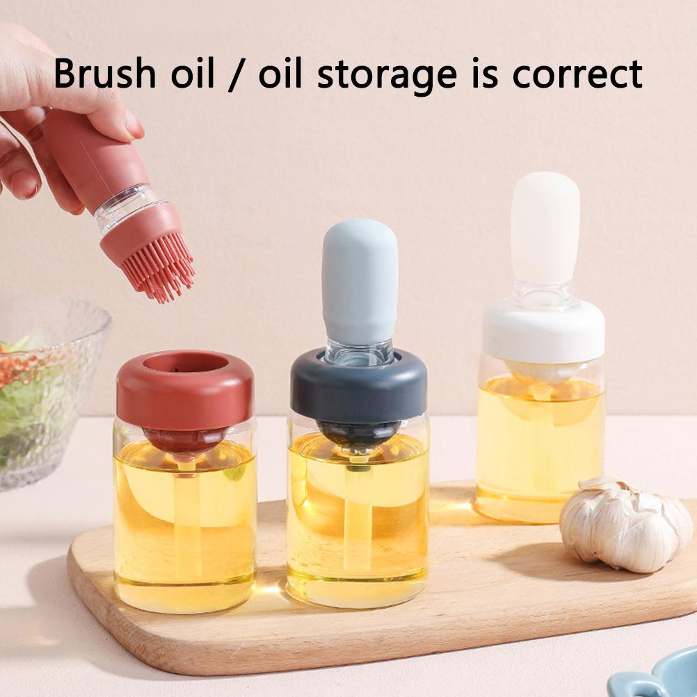 Oil Bottle with Silicone Brush Oil Dispenser Silicone Dropper Measuring Oil Container for Kitchen Cooking Frying Baking