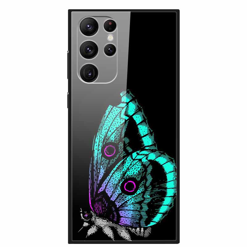Gehärtetes Glas Cover Für Samsung S23 Ultra 5G Hülle S 23 Luxus Hartes Funda für Samsung Galaxy S23 Plus Ultra 5G Bemaltes Coque S23