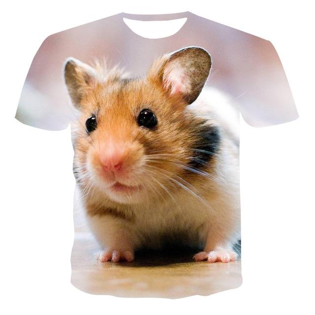 

Модные забавные футболки с рисунком хомяка, мужские летние повседневные футболки с рисунком животных, быстросохнущие футболки с 3D принтом и круглым вырезом, топы 6XL