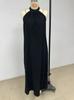 European and American summer new solid color loose fashion neck dress vacation dress