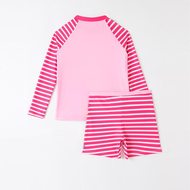 Girls' Long Sleeve Unicorn Striped Swimsuit Set (2025)