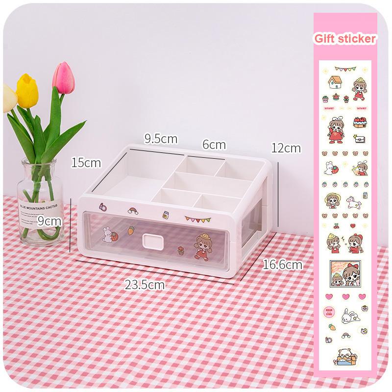 

Настольный ящик для хранения, полка, контейнер, стойка, органайзер, косметика, канцелярские товары, каваи, настольная полка 2025