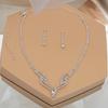 2Pcs/Set Necklace Earrings Set Multi-layer Wedding Bridal Jewelry Exquisite Elegant Inlaid Rhinestones Drop Earrings Necklace Anniversary Gift