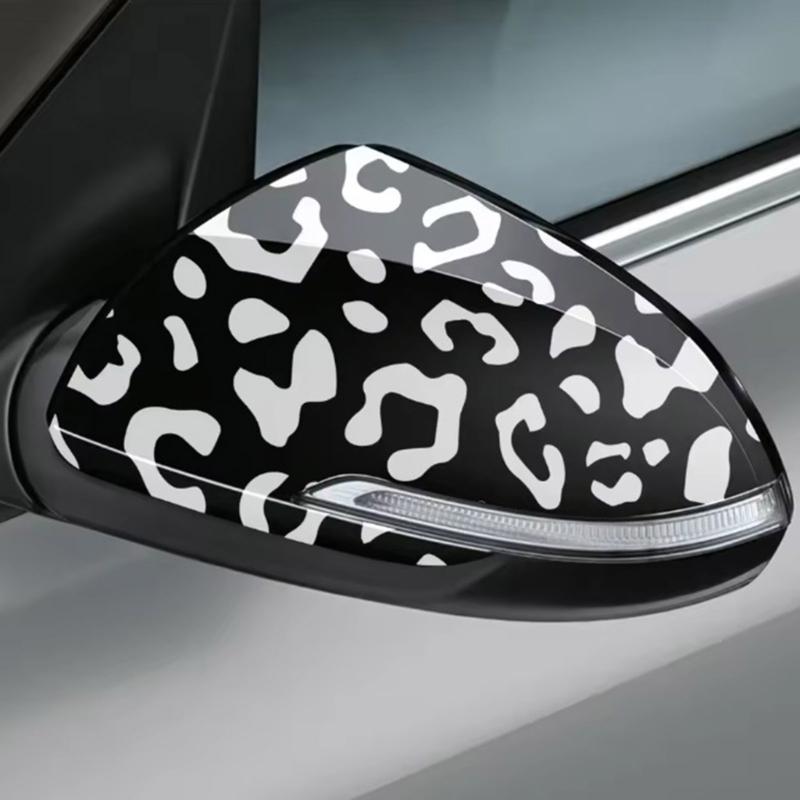 Animal Print Decals Adhesive PVC Flexible Stickers Decoration Car Rearview Mirror Sticker Mirror Trim Easy Installation