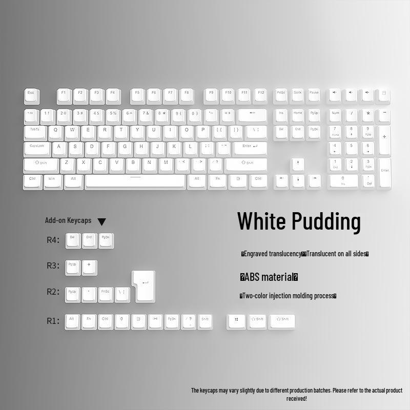 Double Skin Milk Pudding Mechanical Keyboard Keycaps, Luminous OEM Height, 130-Key Full Set