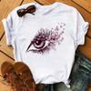 Maycaur Neues Niedliches Wimpern Rote Lippen Aufdruck Damen T-Shirt Sommer Freizeit Kurzarm O-Ausschnitt T-Shirt Mode Damen Oberteil