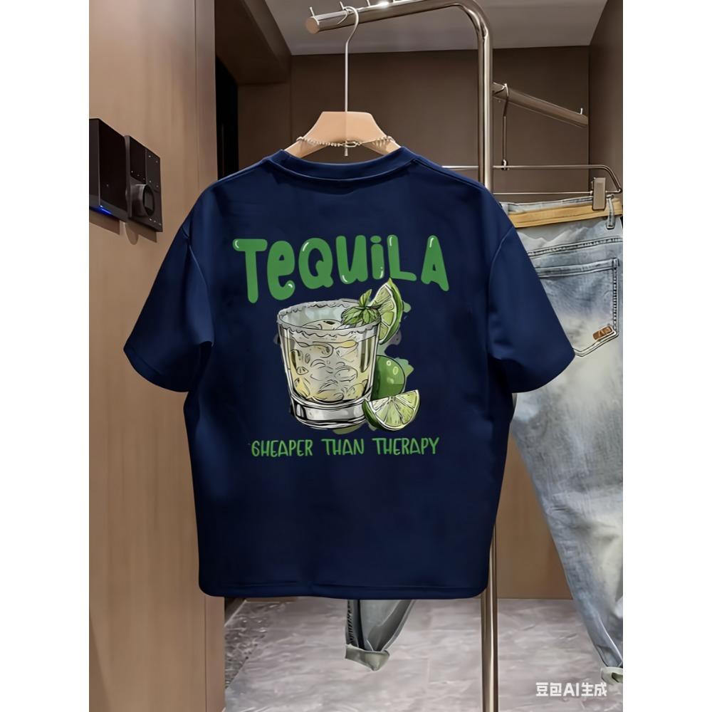 Summer Cotton Men's T Shirt Skin Friendly Breathable Fabric Agave Pattern Print Versatile Item Suitable Daily