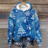 Women's Fashion Long Sleeve Christmas Print Loose Hooded Sweatshirt Top