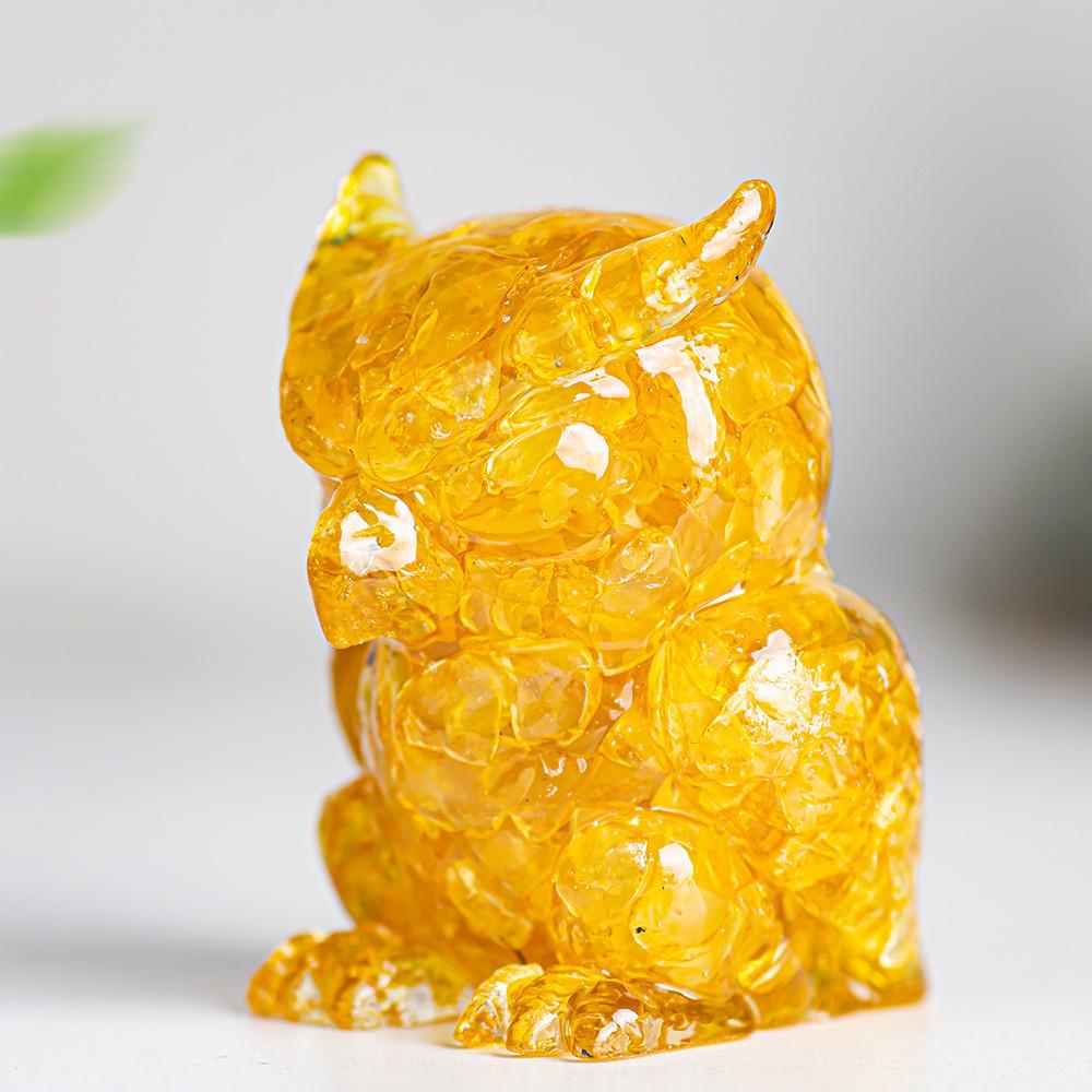 Resin Crystal Owl Figurine Home Decor Gift For Animal Lovers