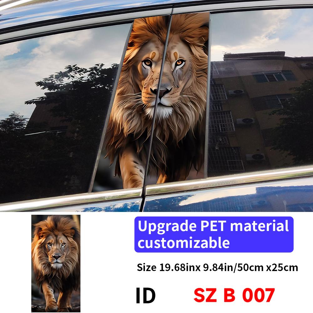 Lion Car Stickers Car B-pillar Decal Waterproof Stickers Auto Center Pillar Sticker Cover Scratches Vehicle Decor Accessories