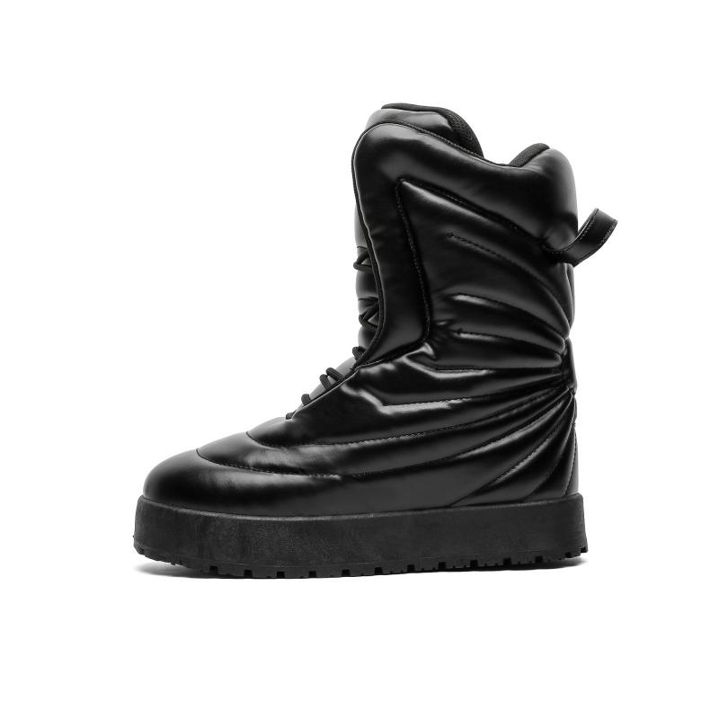 

Original Design New British Street Style Teenagers Leather Flat Boots For Men s Black White Blue Daily Dress Performance Shoes 45 чорний