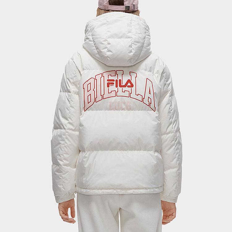 FILA Fusion Fashion Warm Hooded Letter Casual Long Sleeve Puffer Jacket Women outerwear White T11W315903F-WT