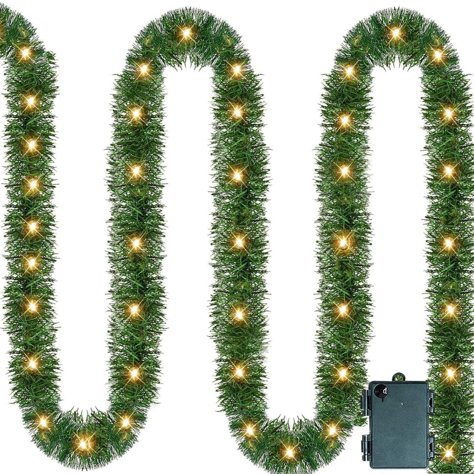 

5 FT Artificial Christmas Garland Lighted Christmas Decoration For Indoor Holiday Door Home Stairs One Size