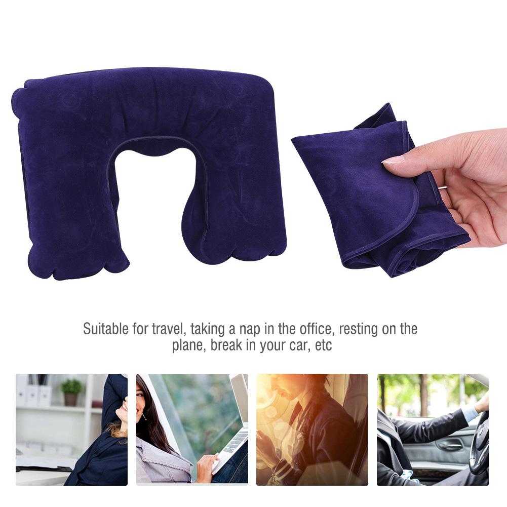 Inflatable Pillow, Travel Neck Support Rest Pillow Portable Lightweight U Shape Pillow with Eye Mask for Airplane Car Rest