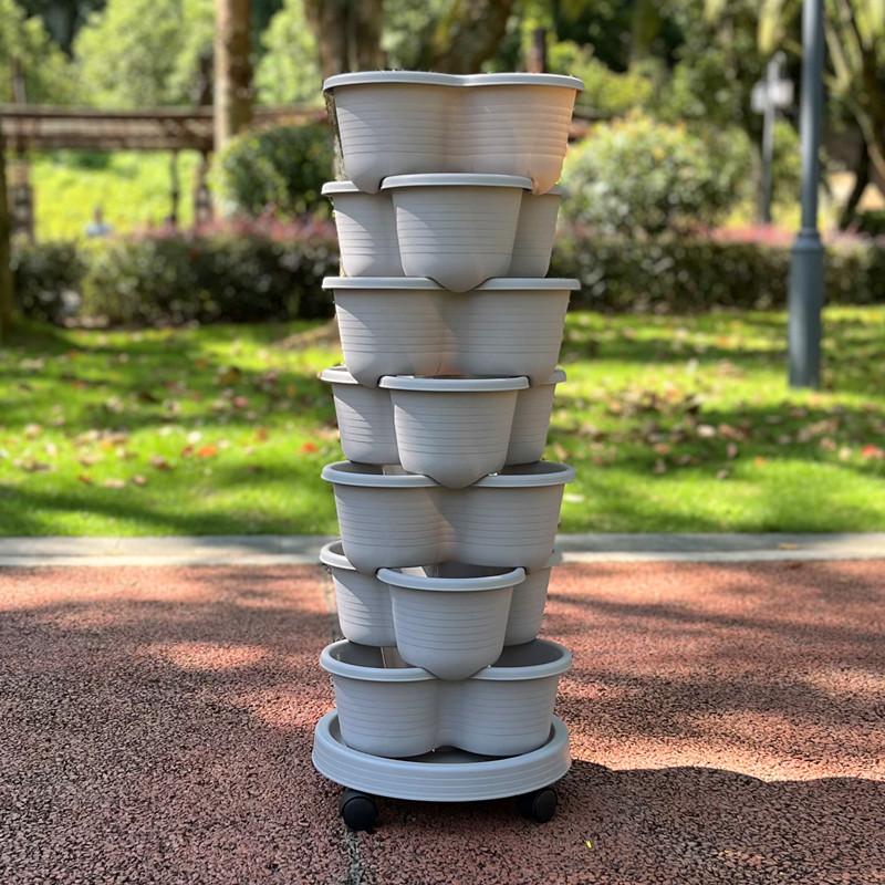 Vegetable Plastic Pot Family Balcony Strawberry Potted Plant Three Dimensional Multi-layer Space Saving Planting Flower Pots