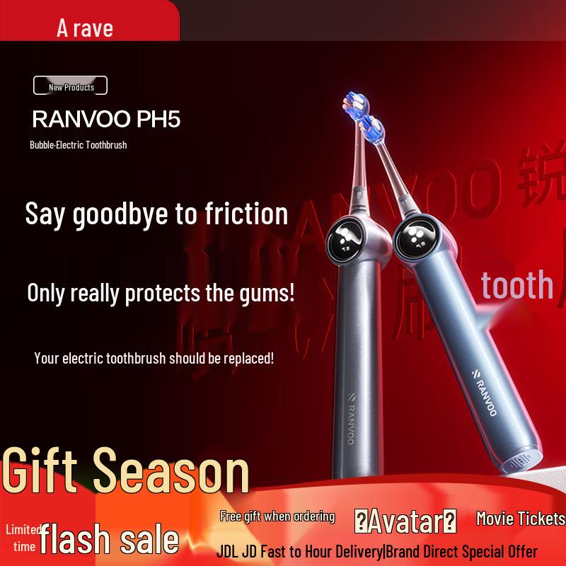 

RANVOO PH5 Jet Electric Toothbrush for Adults & Kids, 2026 Top-Spec Model Jet Flush Thorough Cleaning