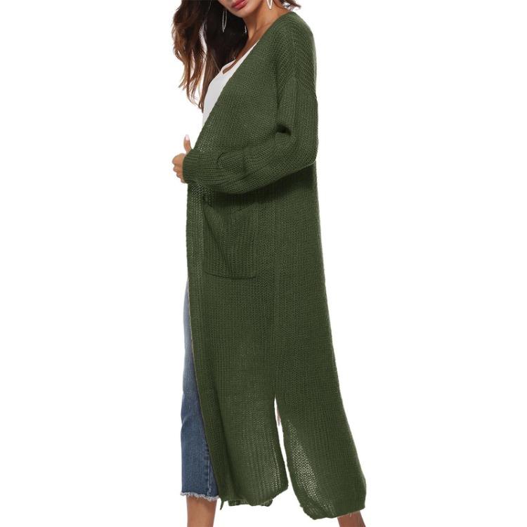 Solid Color Sweater Cardigan Jacket Women Casual Long Buttonless Fashion