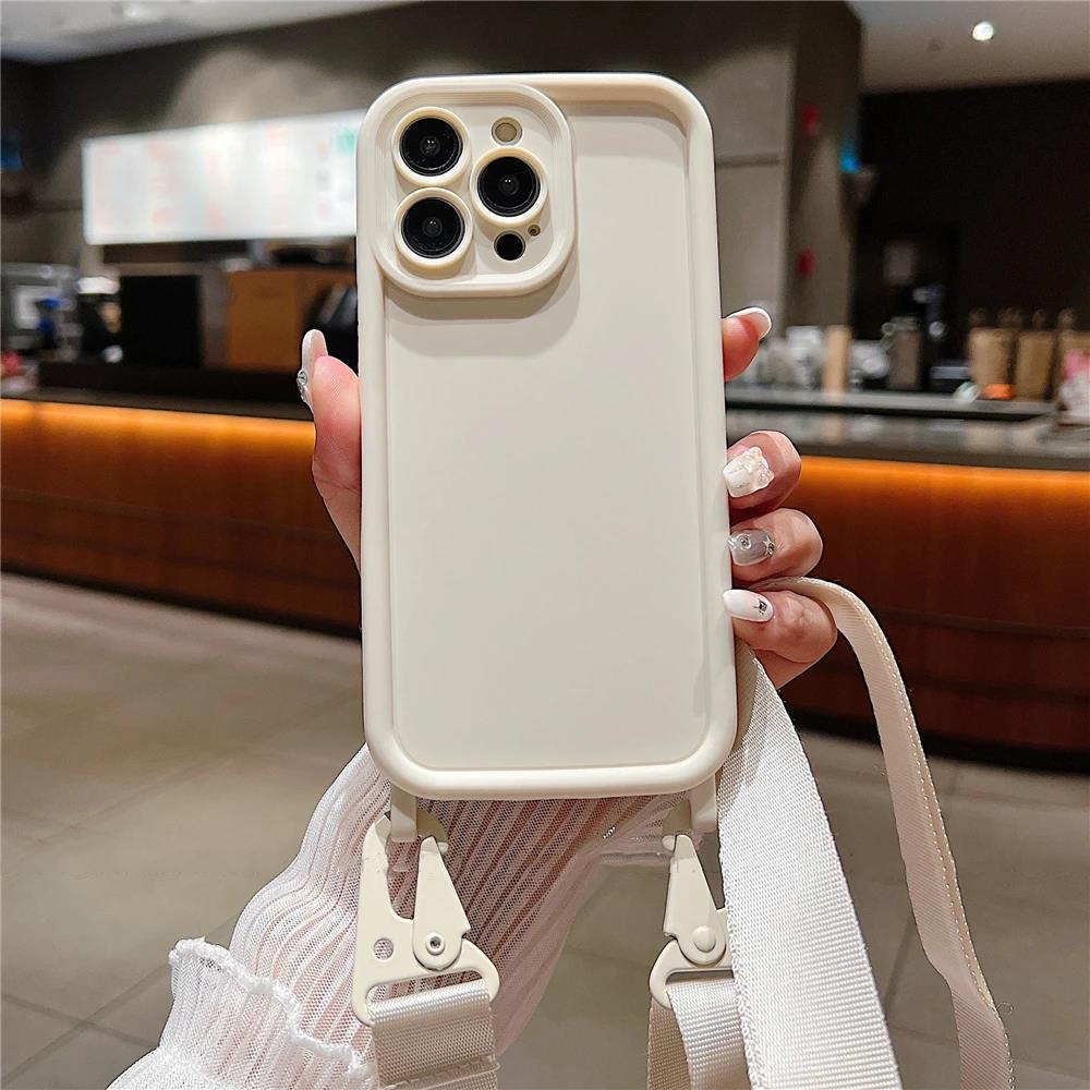 Crossbody Cord Rope Lanyard Phone Case for IPhone 17Air 16 14 11 12 13 15 Pro Max XS XR 8 7 Plus Shockproof Soft Silicone Cover