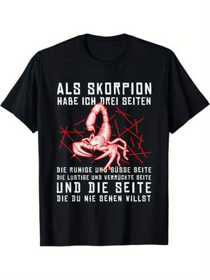 Skorpion Sternzeichen Geburtstag T-Shirt mit deutschen Sprichwörtern - Humorvoller Skorpion Druck & Deutsche Wörter