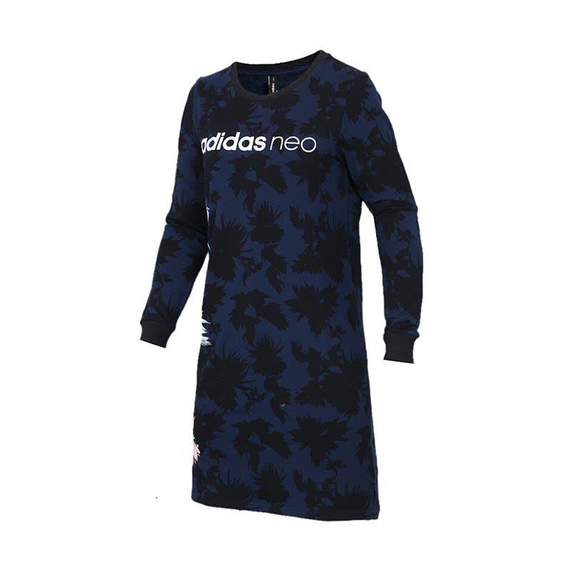 Adidas Neo Round Neck Sports Pullover Long Sleeve Dress Women dress CV7387