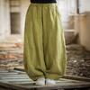 Pantaloni de vară din bumbac și in Pantaloni largi, cu talie elastică de meditație, de marime mari Pantaloni casual de damă