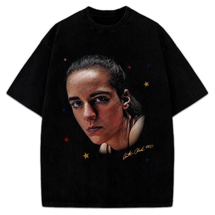 Caitlin Clark T-Shirt Portrait Custom Fan Art Graphic Tee L