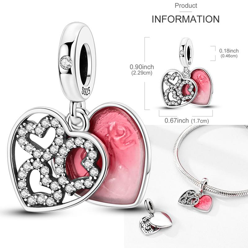 Copper Romantic Couple Rose Ring Proposal Valentine'S Day Charms Beads Fit Necklace Bracelets Diy Jewelry Gifts