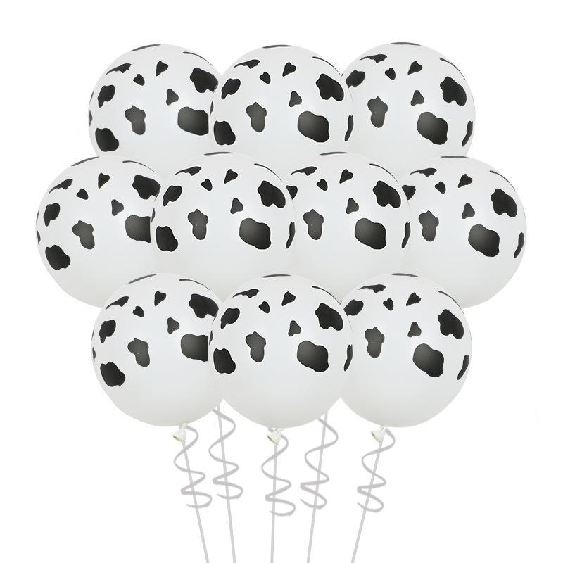 

12 Inch Jungle Animal Party Latex Balloon Five-Sided Print Leopard Print Footprint Cow Print Decorative Balloon 12 inch cow latex