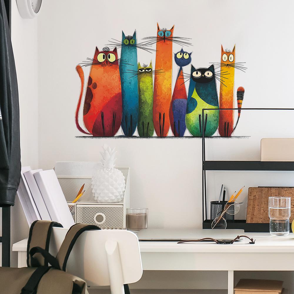 Cartoon Cat Family Home Decoration Wall Stickers