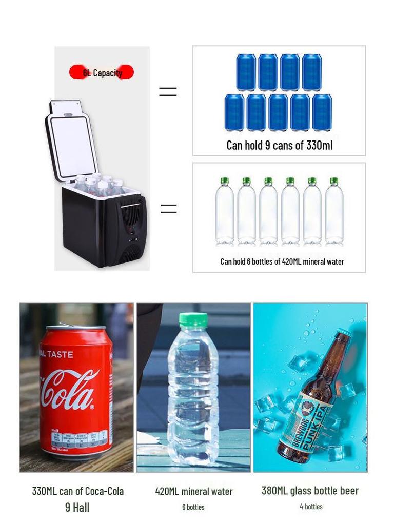 6L Portable Mini Car Refrigerator & Hot/Cold Box