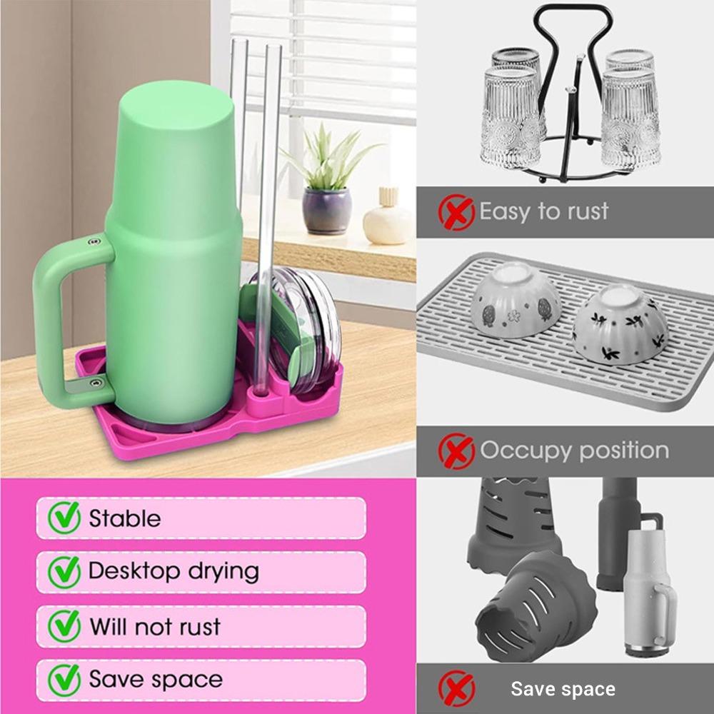 Suction Cup Design Cup Drainer Rack Food Grade Silicone Water Bottle Holder Bottle Drying Rack Bar