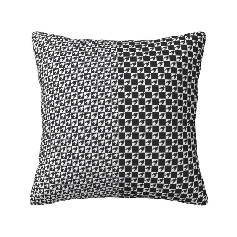 Nordic Fall Vibrant Houndstooth Pattern Cushion Cover Velvet Elegant Dogstooth Style Throw Pillow Case Decoration