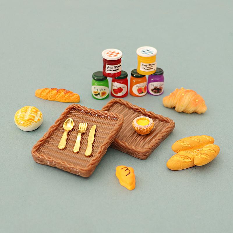 1Set Dollhouse Miniature Food Dessert Cake Tray Tableware Kitchen Model Decor Toy Doll House Accessories