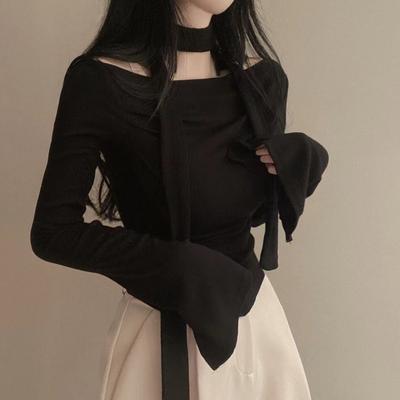 Y2K Crop T-Shirts Women Hotsweet Chic Long Sleeve Top Female Vintage Fashion Off Shoulder Tee Lady Spring Casual Lace-Up T Shirt