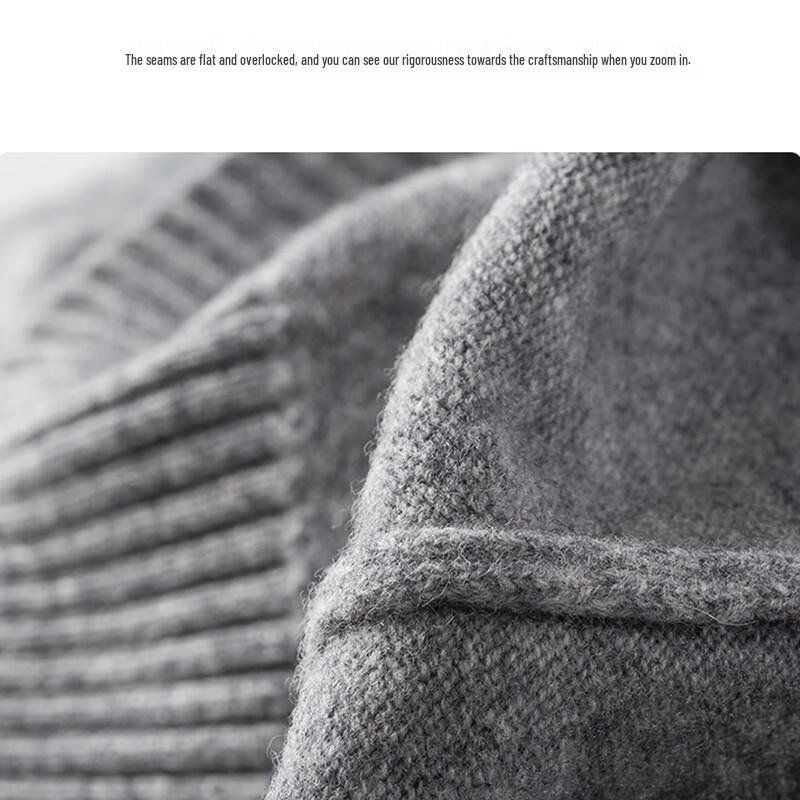 Hengyuanxiang Men's V-Neck Pure Wool Cardigan Sweater