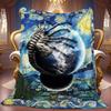 1Pc ArtAlien Print Flannel Blanket, High quality Comfortable for All Seasons, Warmth and Comfort, Perfect for Christmas Gifts