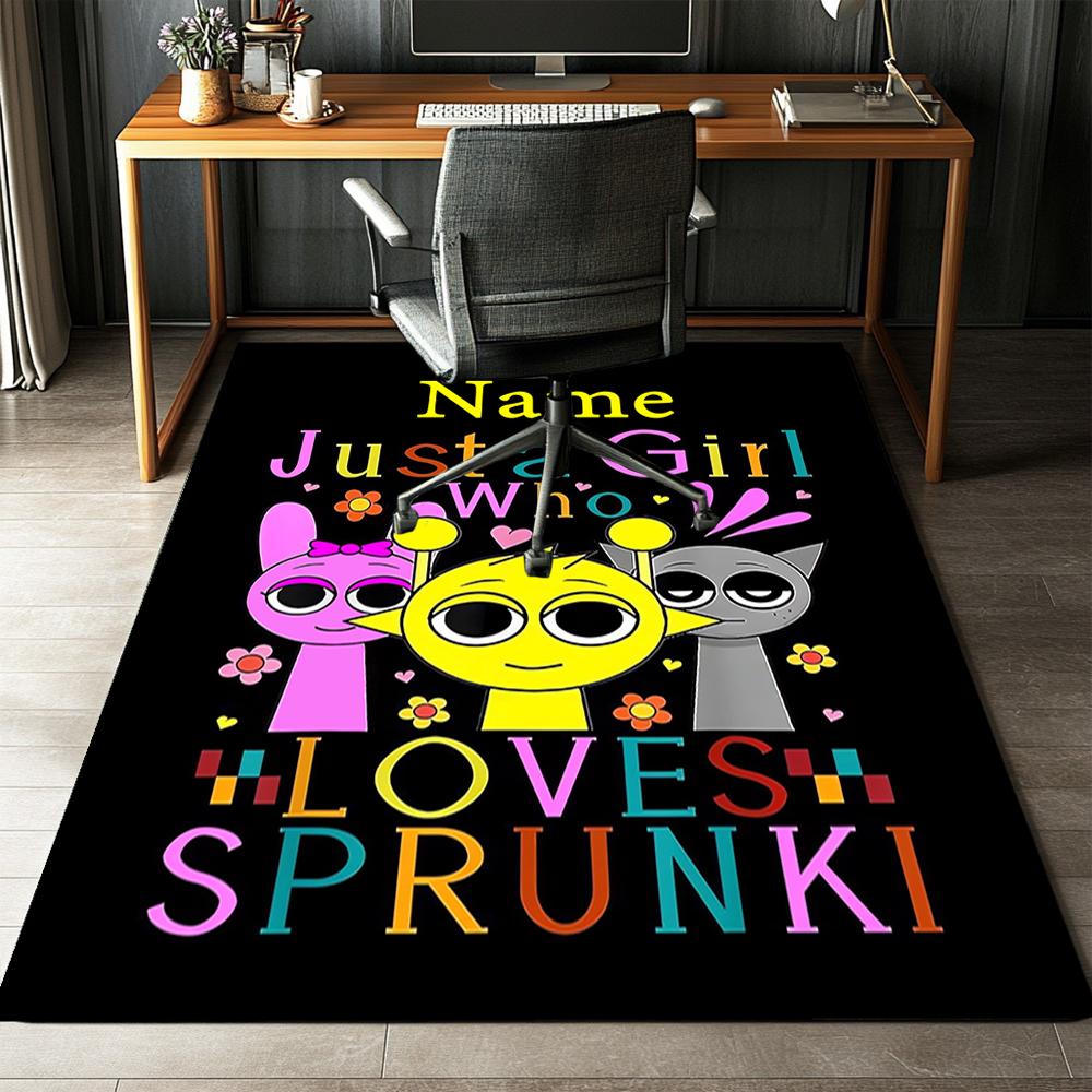 Custom Name Sprunki Printed Carpet,Rug for Office Chair Living Room Bedroom Kitchen Room Decor Gifts.