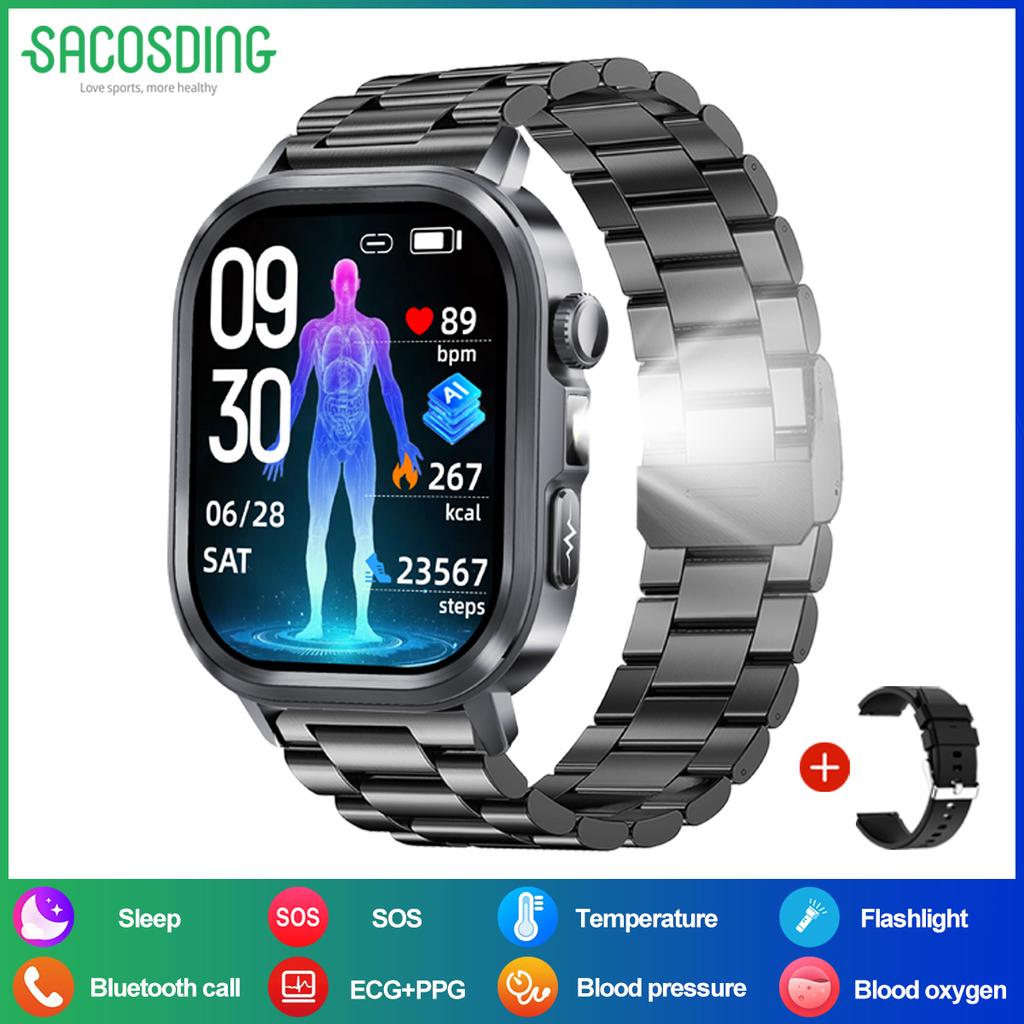 SACOSDING 2026 New Health Tracker Smart Watch Women Body Fat BMI Micro Physical Examination Bluetooth Call Smartwatch Men