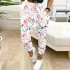 Summer Ladies Blossoms Plants Printed Sweatpants Loose Fit Drawstring Joggers Elastic Cuff Daily Casual Pants