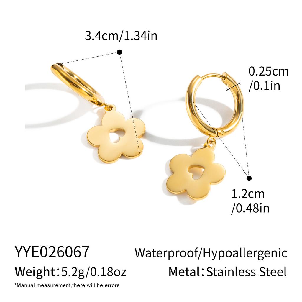 Fashion 18k Gold Earrings Flower Pendant Earrings