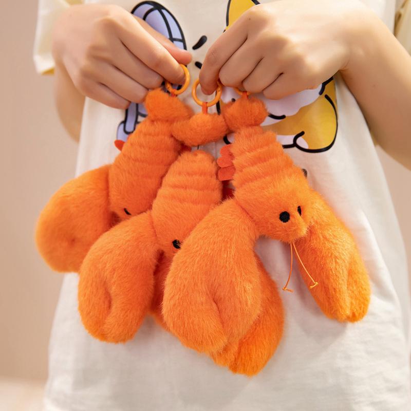 15cm Cute Lobster Plush Toy Pliers Can Clamp Things The Tail Can Be Pulled, Fun Lobster Pendant Keychain Backpack Decor