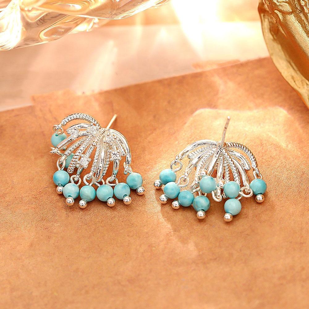 Maillard Style Metal Fireworks Earrings Irregular Exaggerated Earrings  Women синий/серебряный
