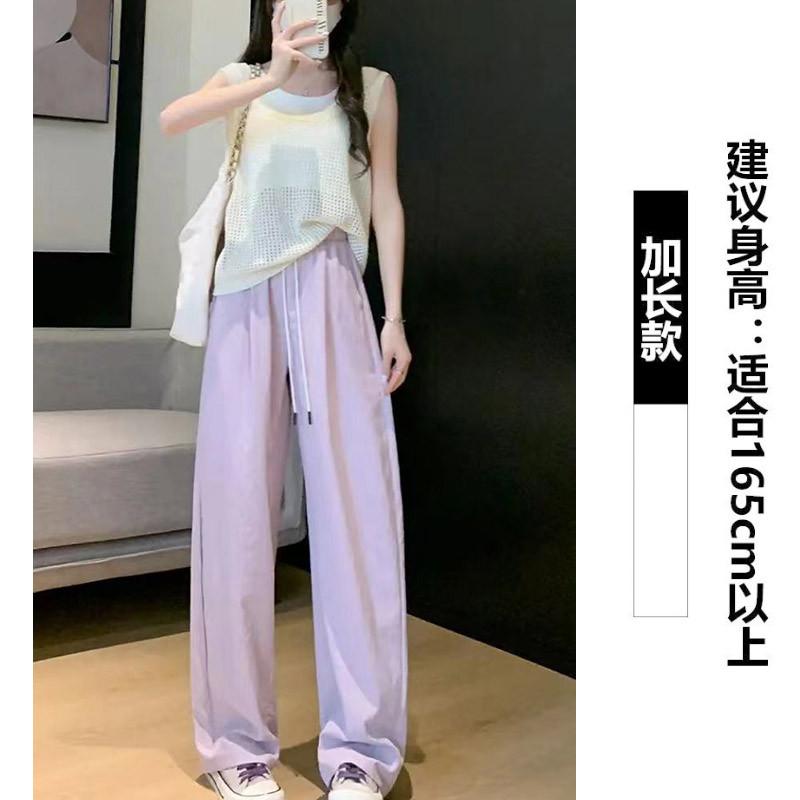 

Белые спортивные штаны женские весна и лето новые с высокой посадкой прямые повседневные спортивные штаны текстура брюки-бананы широкие брюки XL