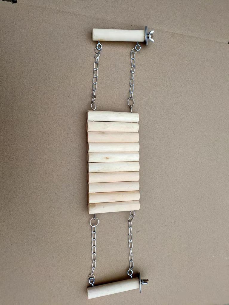 Bird Toys Parrot Toys Round Wooden Stick Swing Climbing Ladder Stacks Hanging Chain Swings